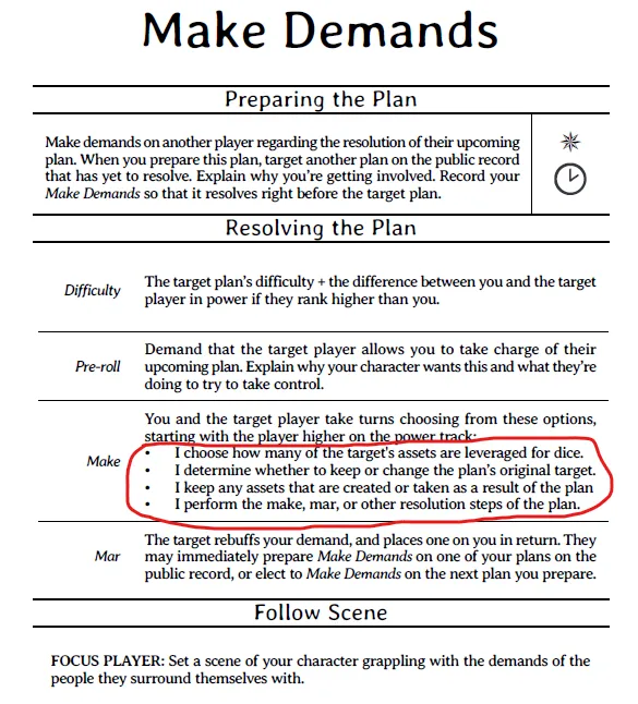 Make demands move